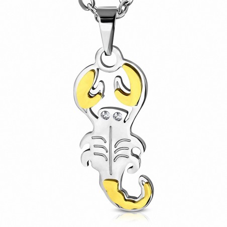 Pendentif scorpion bicolore argenté et doré