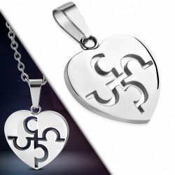 Pendentif cœur en acier inoxydable motif puzzle