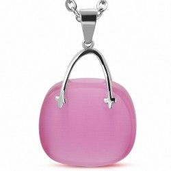 Pendentif en acier inoxydable sac à main rose