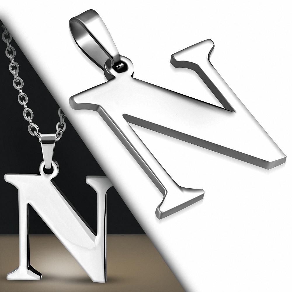 Pendentif en acier inoxydable lettre N