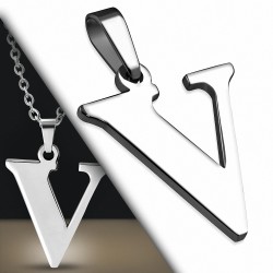 Pendentif en acier inoxydable lettre V