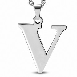 Pendentif en acier inoxydable lettre V