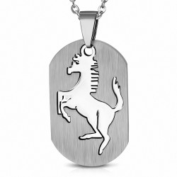 Pendentif plaque en acier inoxydable cheval