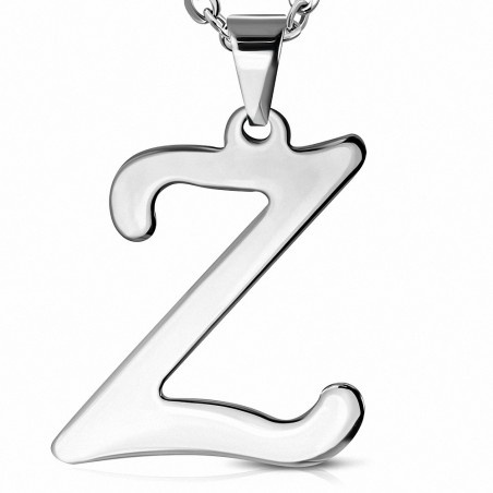 Pendentif en acier inoxydable lettre script Z