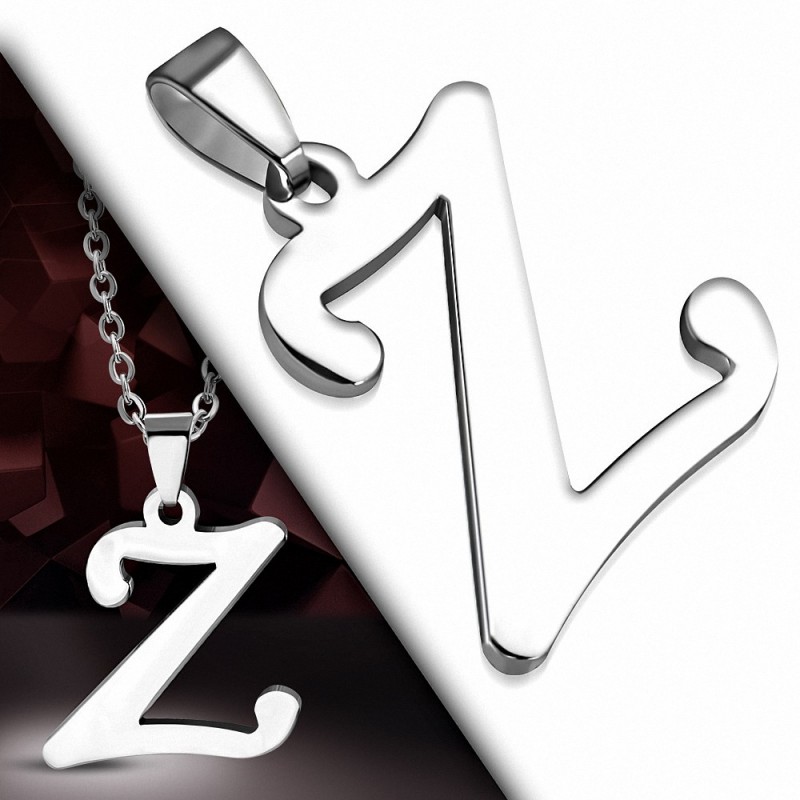 Pendentif en acier inoxydable lettre alphabet Z