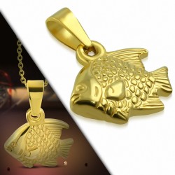 Pendentif poisson en acier inoxydable doré