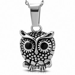 Pendentif homme biker hibou avec grands yeux