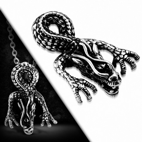 Pendentif homme biker dragon chinois zodiaque