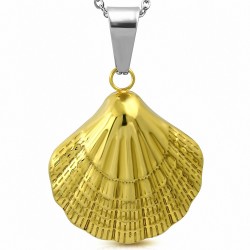 Pendentif en acier inoxydable doré coquillage