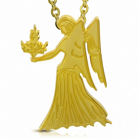 Pendentif zigne zodiaque en acier doré vierge