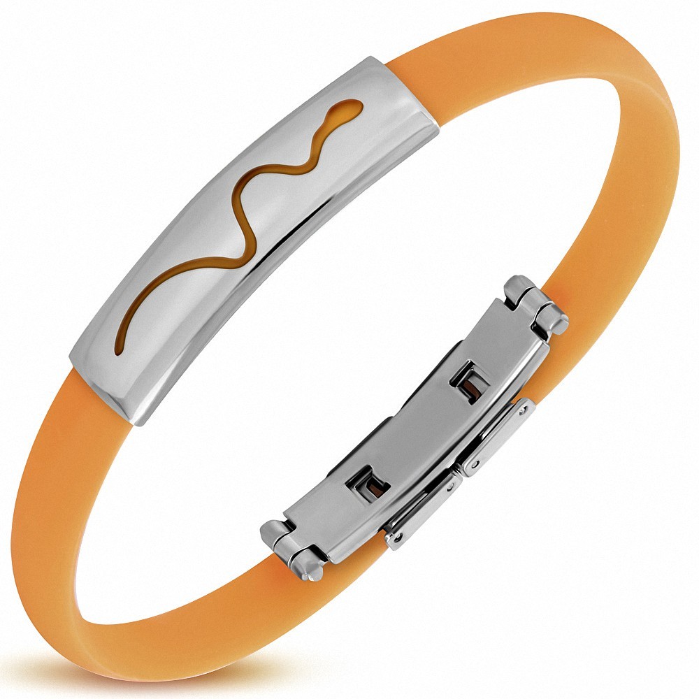 Bracelet en caoutchouc orange plaque serpent zodiaque chinois