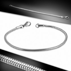 Bracelet en acier inoxydable maille serpent 23 cm x 3 mm