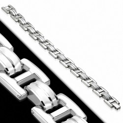 Bracelet homme acier et caoutchouc blanc liens H 22 cm x 14 mm