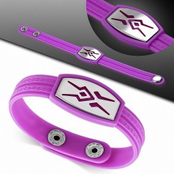 Bracelet caoutchouc violet plaque style montre tribal