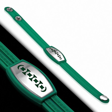 Braceet caoutchouc vert plaque style montre géométrique
