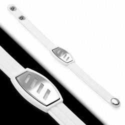 Bracelet caoutchouc blanc plaque style montre diagonales