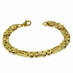 Bracelet homme acier inoxydable doré maille byzantine 22 cm