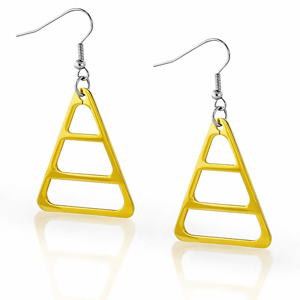 Paire de boucles d'oreille acier inoxydable triangle doré