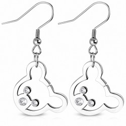 Paire de boucles d'oreille acier inoxydable pendantes ourson