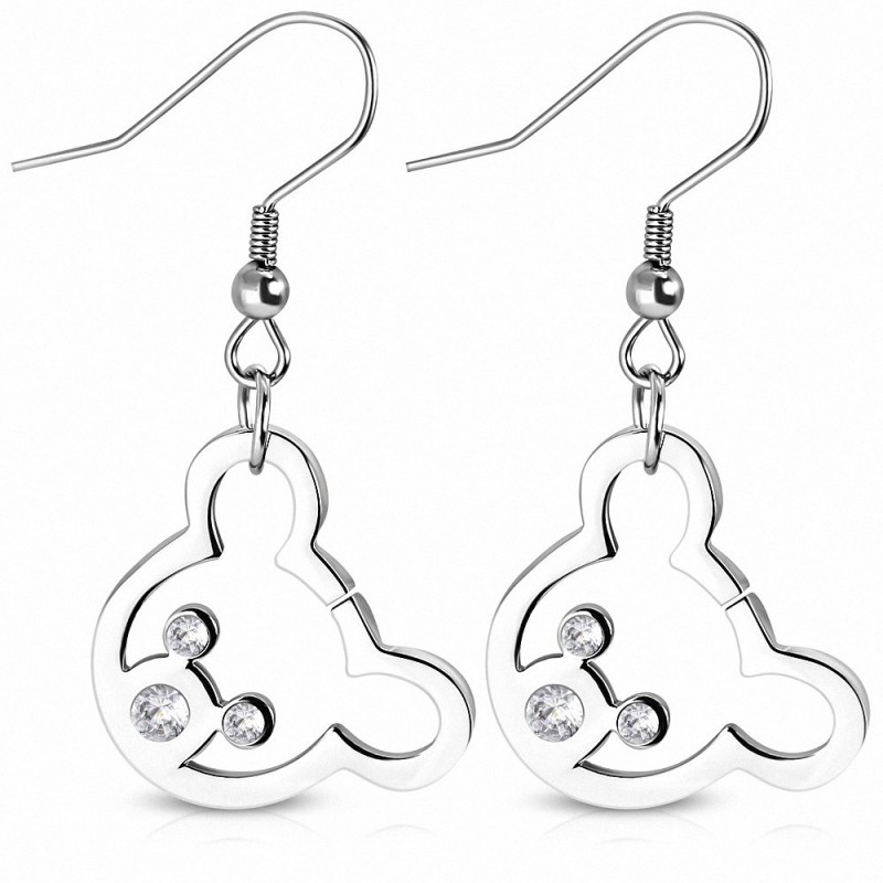 Paire de boucles d'oreille acier inoxydable pendantes ourson