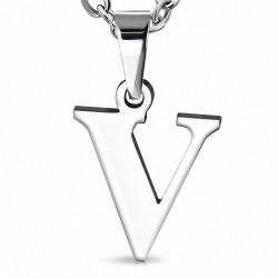 Pendentif homme en acier inoxydable lettre V