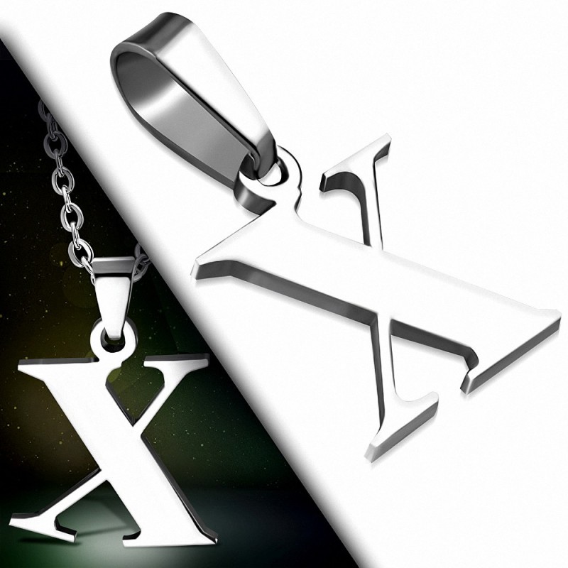 Pendentif homme en acier inoxydable lettre X