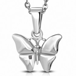 Pendentif en forme de papillon en acier inoxydable brillant