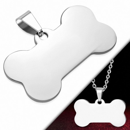 Pendentif en acier os de chien pouvant être gravé