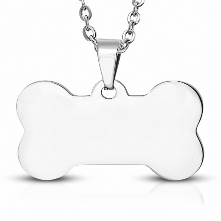 Pendentif en acier os de chien pouvant être gravé