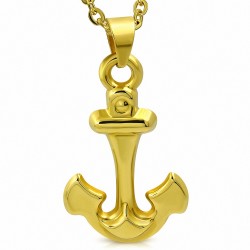 Pendentif en acier inoxydable doré ancre de bateau