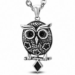 Pendentif en acier inoxydable hibou style biker