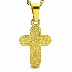 Pendentif croix latine en acier inoxydable avec aspect sablé