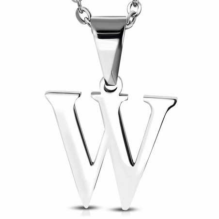 Pendentif homme en acier inoxydable alphabet lettre W