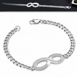 Bracelet en acier inoxydable loop infini avec strass longueur 20 cm