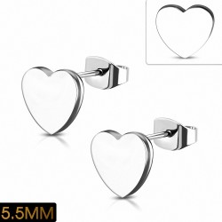 Paire de boucles d'oreilles clous en acier inoxydable en forme de cœur