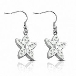 Paire de boucles d'oreilles pendantes fleur avec strass blanc