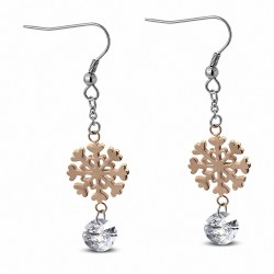 Paire de boucles d'oreilles pendantes avec flocon de neige rosé