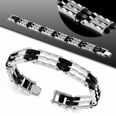 Bracelet homme en acier inoxydable liens chaine de vélo 21 cm x 12 mm