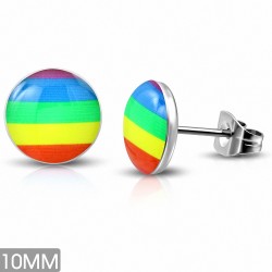 Paire de boucles d'oreilles clous en acier inoxydable drapeau Gay Pride