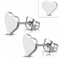 Paire de boucles d'oreilles clous en acier inoxydable coeur de 9 mm