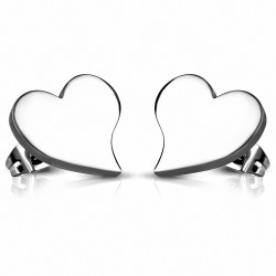 Paire de boucles d'oreilles clous en acier inoxydable coeur filant 9 mm