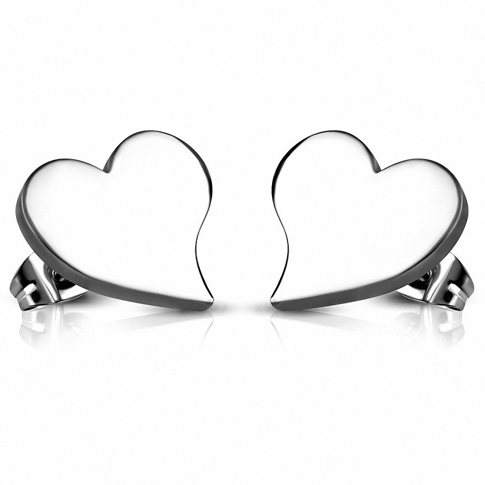 Paire de boucles d'oreilles clous en acier inoxydable coeur filant 9 mm