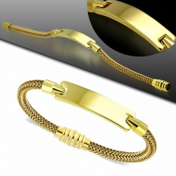 bracelet à verrouillage magnétique Style tissé de fils en acier inoxydable doré