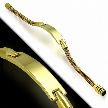 bracelet à verrouillage magnétique Style tissé de fils en acier inoxydable doré