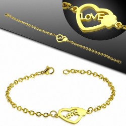 Bracelet chaîne en maillons de montre de style montre monogramme d'amour acier inoxydable doré