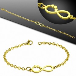 Bracelet chaine maillons symbole infini en acier inoxydable doré
