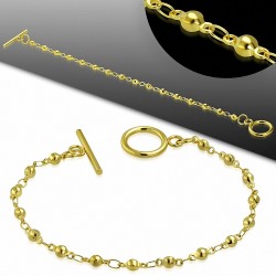 Bracelet à bascule en acier inoxydable doré avec perles et billes