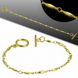 Bracelet à bascule en acier inoxydable doré avec chaîne à maillons en acier inoxydable