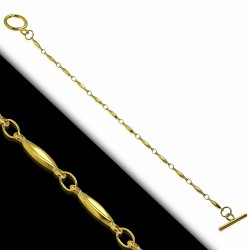 Bracelet à bascule en acier inoxydable doré avec chaîne à maillons en acier inoxydable