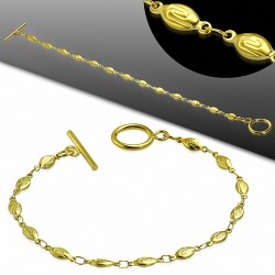 Bracelet à bascule à maillons grecs avec chaîne grecque en acier inoxydable doré